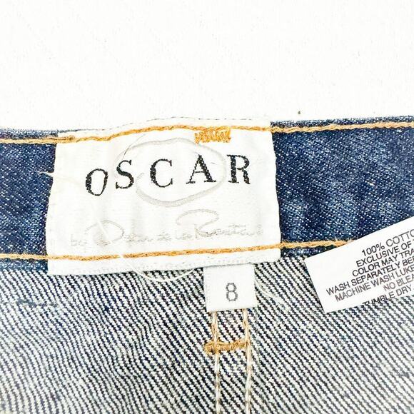 Oscar de la Renta Dark Wash Denim Straight High Rise Leg Jeans P60399P Size 8 - Picture 6 of 9